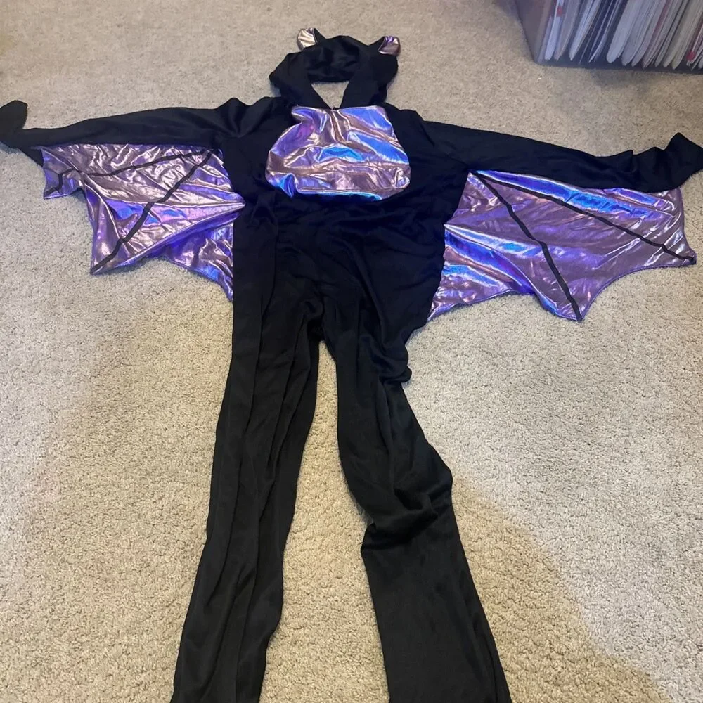 Hyde & Eek Midnight Bat Halloween Costume Black/Purple Large (10-12)
